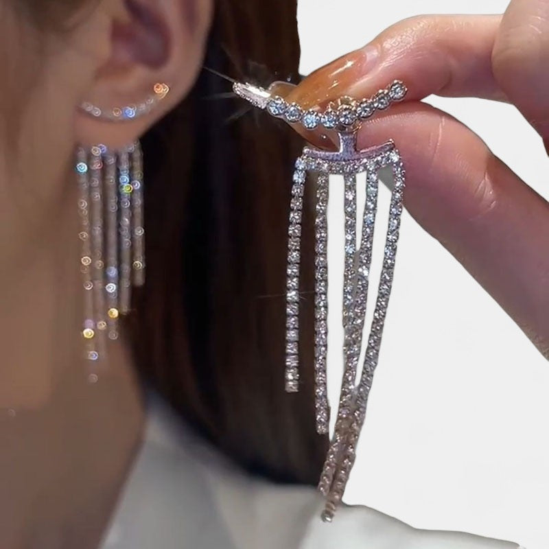 Virelle-Jewelry Earring-Virelle Oorbellen - Zircon tassel oorbellen met hartvorm