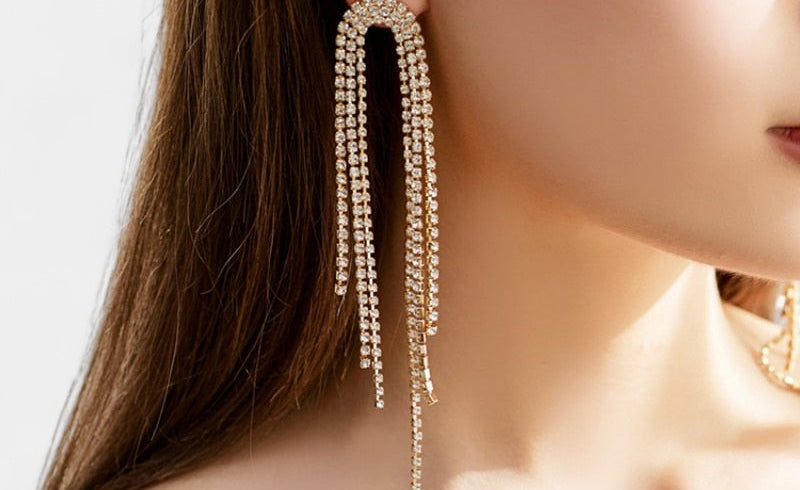 Virelle-Jewelry Earring-Virelle Oorbellen - Zircon tassel oorbellen met hartvorm