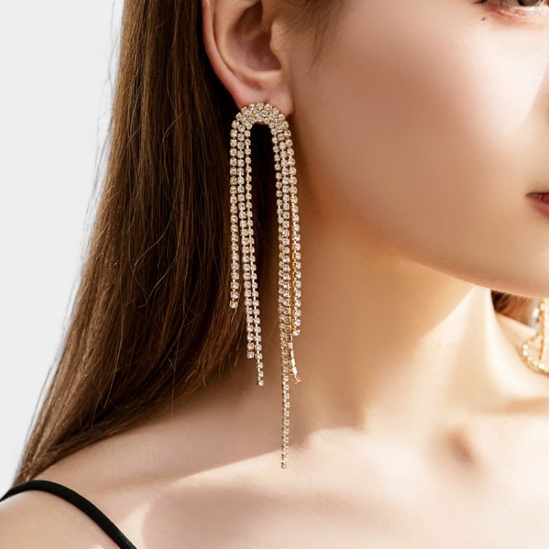 Virelle-Jewelry Earring-Virelle Oorbellen - Zircon tassel oorbellen met hartvorm