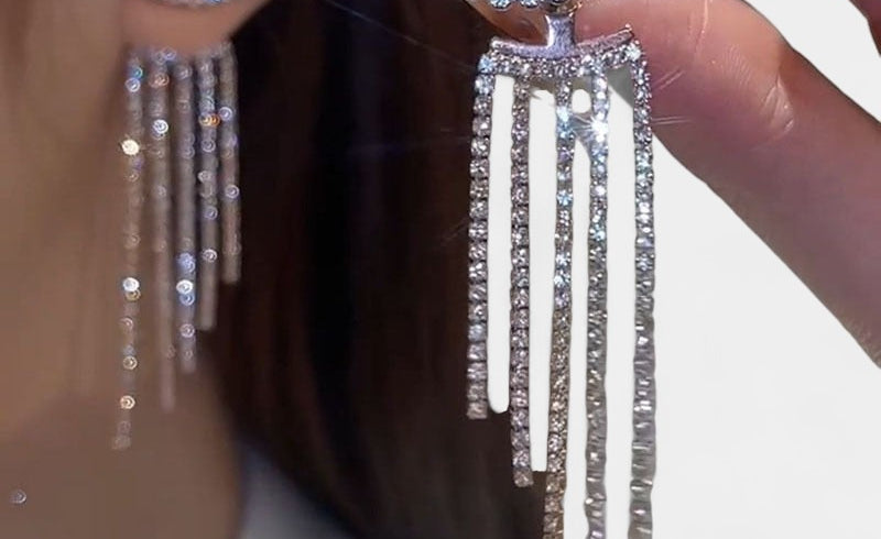 Virelle-Jewelry Earring-Virelle Oorbellen - Zircon tassel oorbellen met hartvorm