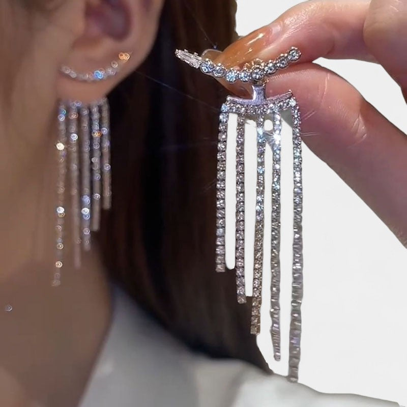 Virelle-Jewelry Earring-Virelle Oorbellen - Zircon tassel oorbellen met hartvorm