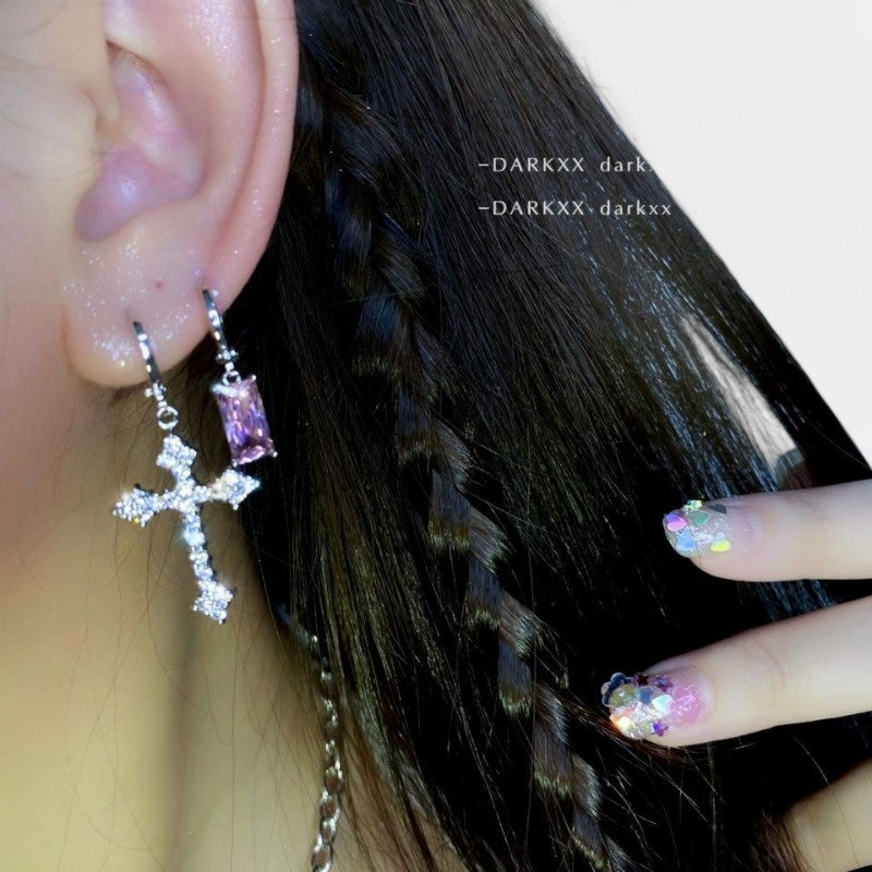 Virelle-Jewelry Earring-Virelle Oorbellen - Zircon tassel oorbellen met hartvorm