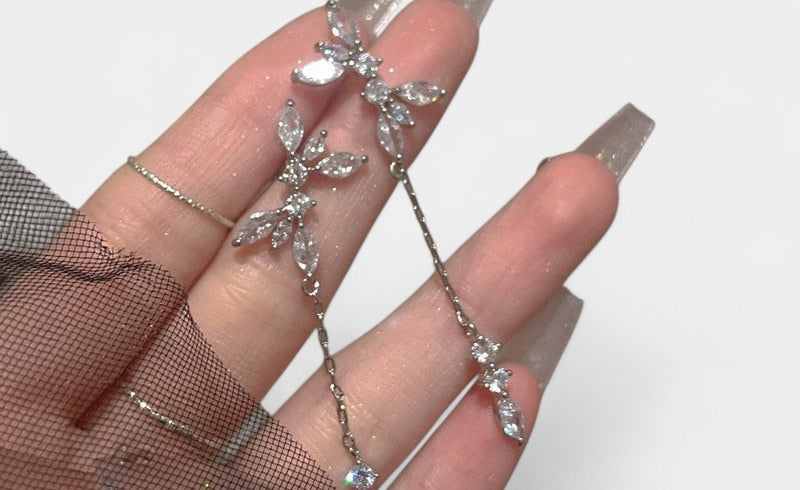 Virelle-Jewelry Earring-Virelle Oorbellen - Zircon tassel oorbellen met hartvorm