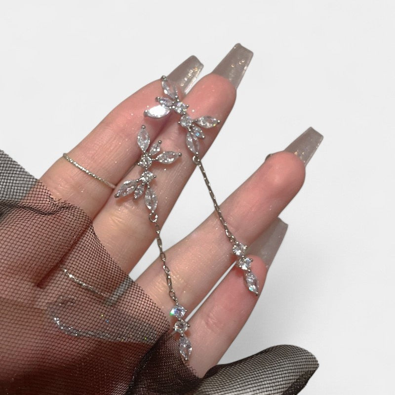 Virelle-Jewelry Earring-Virelle Oorbellen - Zircon tassel oorbellen met hartvorm