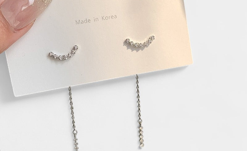 Virelle-Jewelry Earring-Virelle Oorbellen - Zircon tassel oorbellen met hartvorm