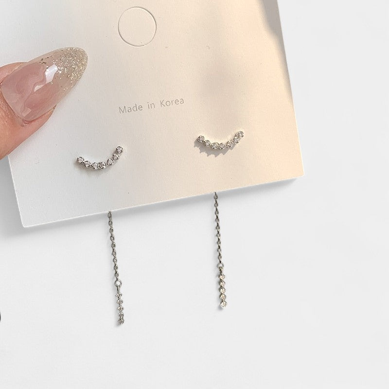 Virelle-Jewelry Earring-Virelle Oorbellen - Zircon tassel oorbellen met hartvorm