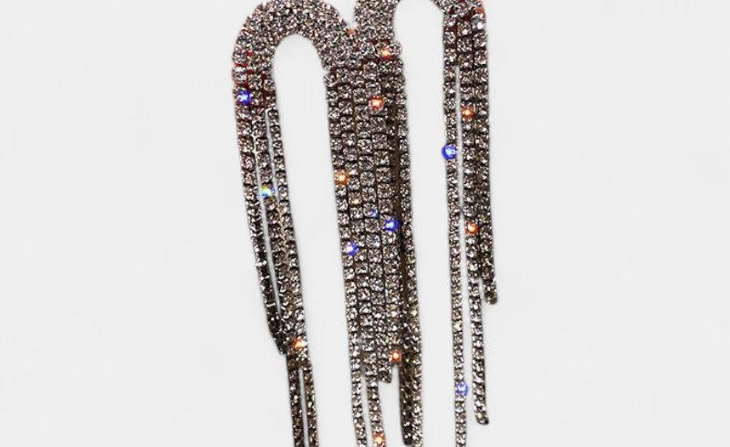 Virelle-Jewelry Earring-Virelle Oorbellen - Zircon tassel oorbellen met hartvorm