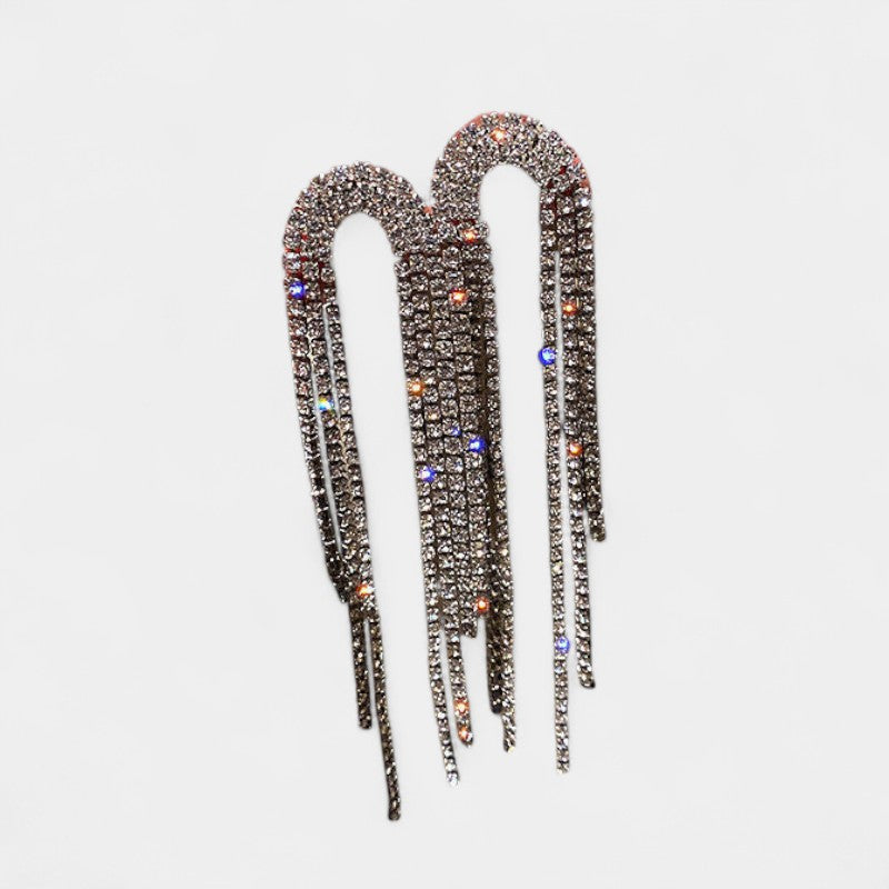 Virelle-Jewelry Earring-Virelle Oorbellen - Zircon tassel oorbellen met hartvorm