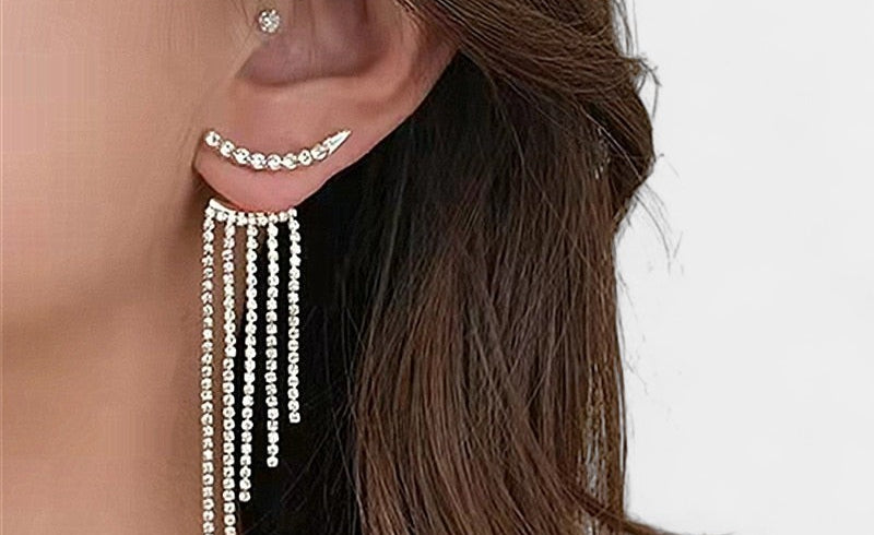 Virelle-Jewelry Earring-Virelle Oorbellen - Zircon tassel oorbellen met hartvorm