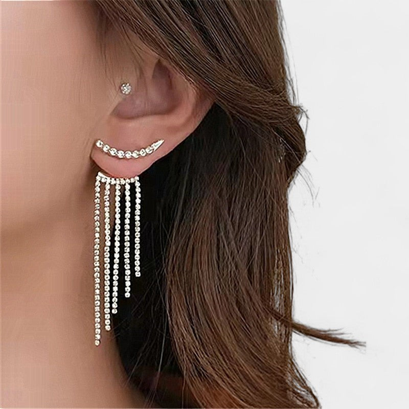 Virelle-Jewelry Earring-Virelle Oorbellen - Zircon tassel oorbellen met hartvorm
