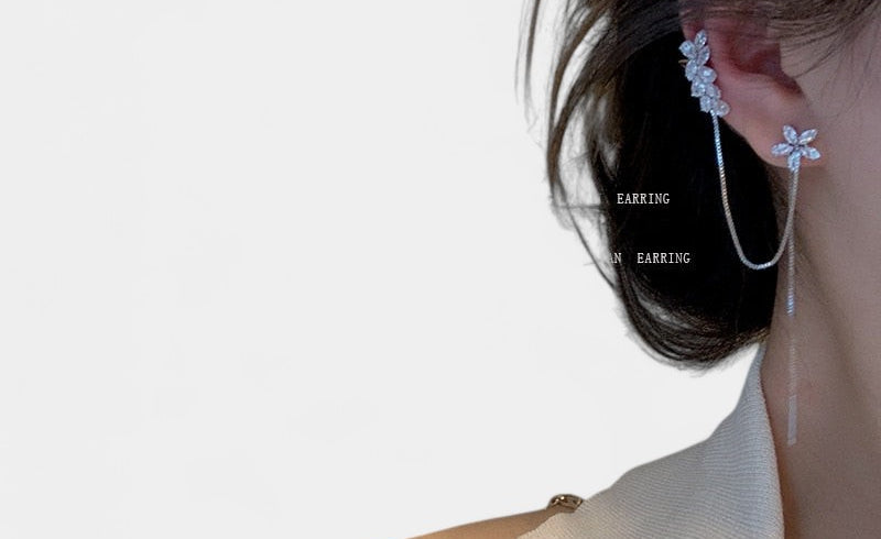 Virelle-Jewelry Earring-Virelle Oorbellen - Zircon tassel oorbellen met hartvorm