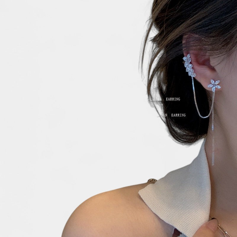 Virelle-Jewelry Earring-Virelle Oorbellen - Zircon tassel oorbellen met hartvorm