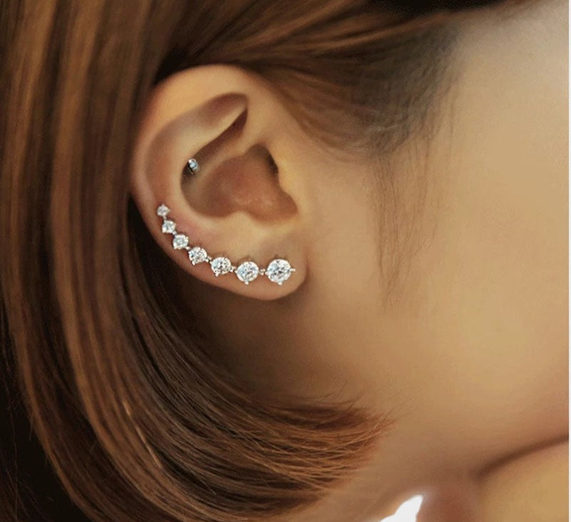 Virelle-Jewelry Earring-Virelle Zircon oor klimmers voor vrouwen - Elegante sterling zilveren sieraden