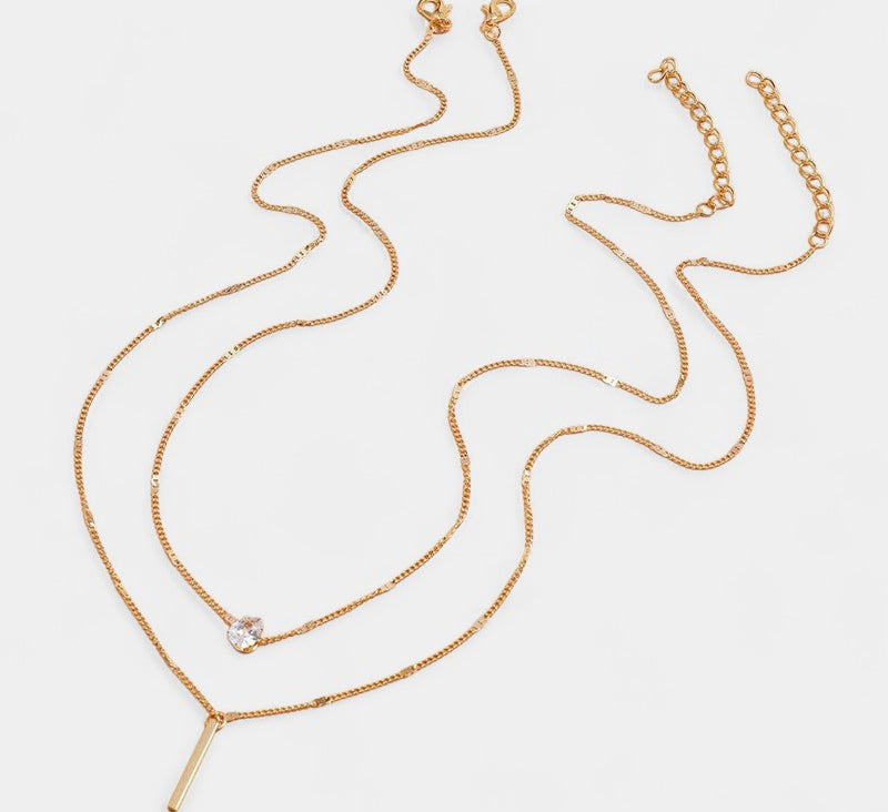 Virelle-Jewelry Necklace Bar-Virelle Goud Pendant Ketting Set - Vintage sieraden set