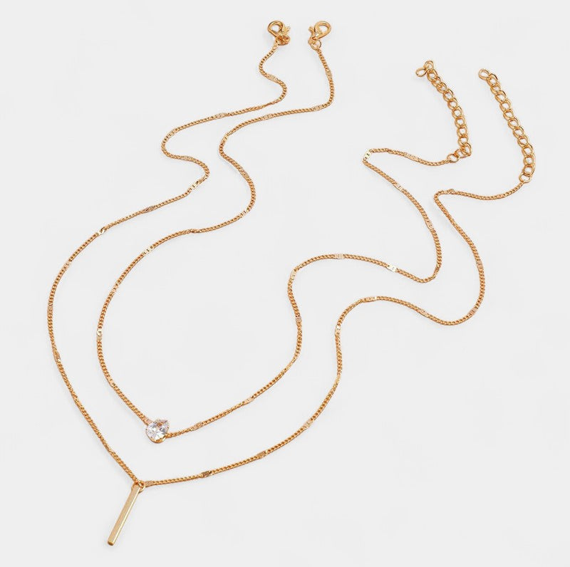 Virelle-Jewelry Necklace Bar-Virelle Goud Pendant Ketting Set - Vintage sieraden set