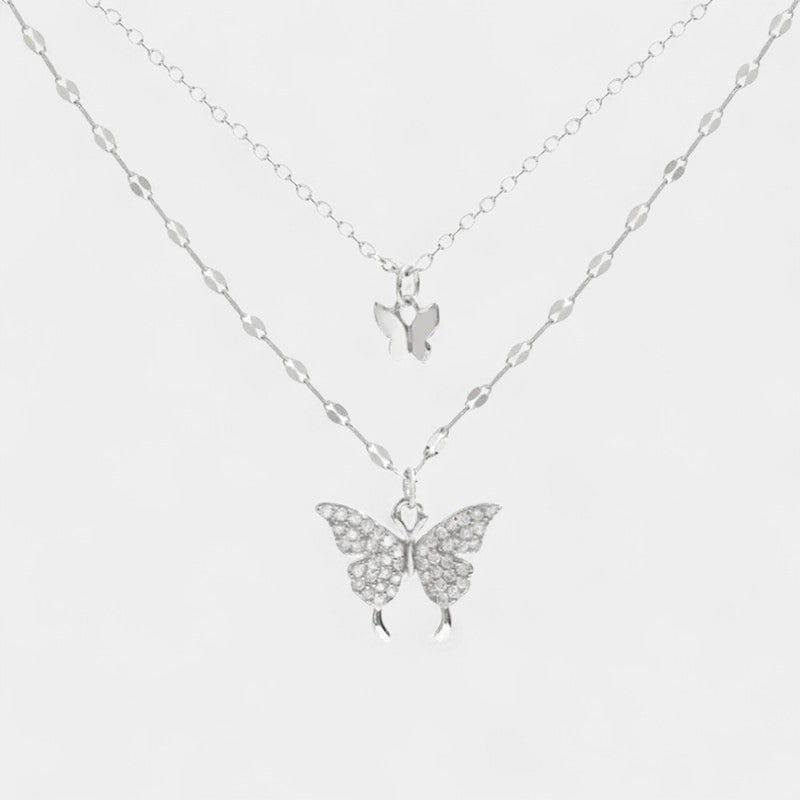 Virelle-Jewelry Necklace Butterfly-Virelle Gelaagde Vlinder Zilveren Ketting - Elegant ontwerp voor elke gelegenheid