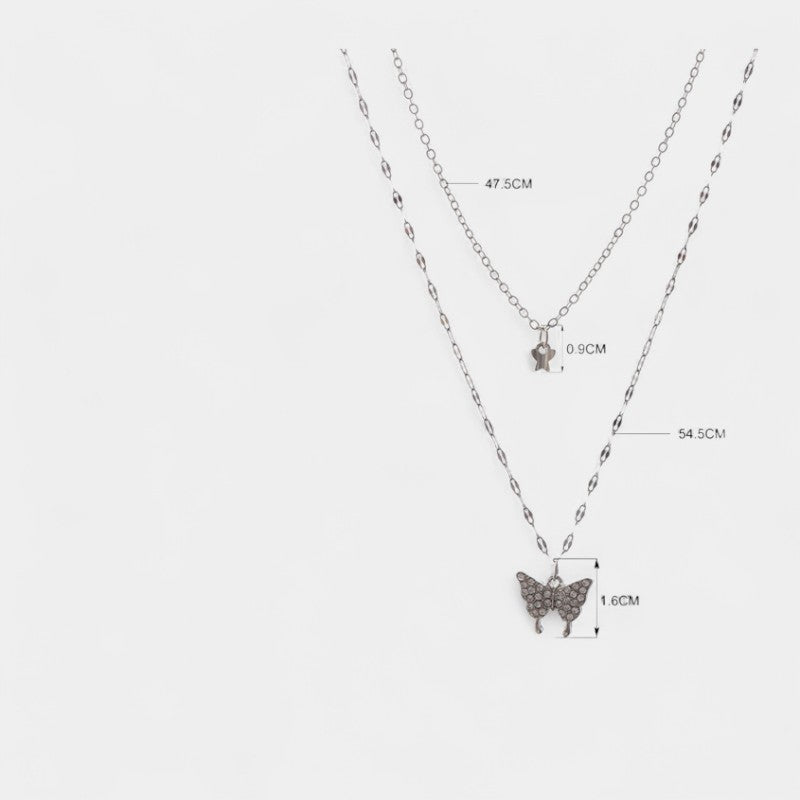 Virelle-Jewelry Necklace Butterfly-Virelle Gelaagde Vlinder Zilveren Ketting - Elegant ontwerp voor elke gelegenheid