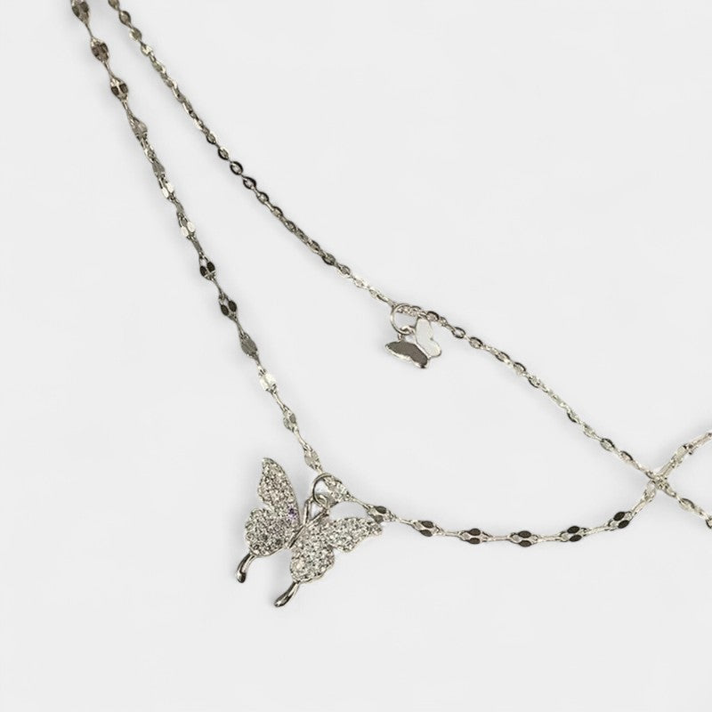 Virelle-Jewelry Necklace Butterfly-Virelle Gelaagde Vlinder Zilveren Ketting - Elegant ontwerp voor elke gelegenheid