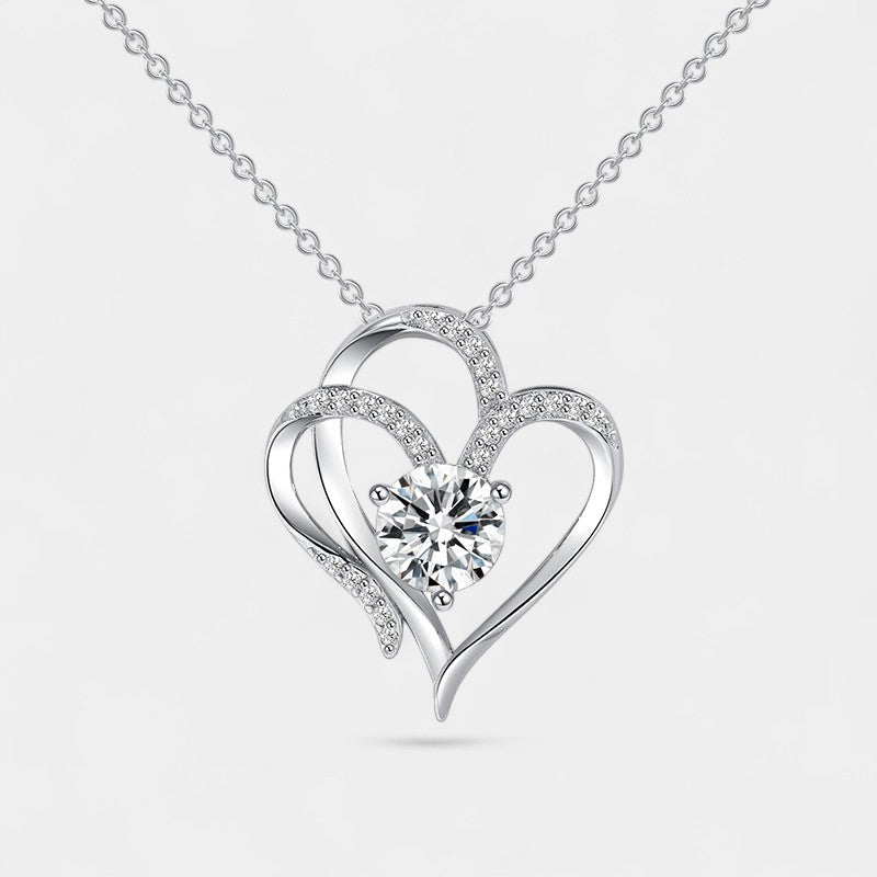 Virelle-Jewelry Necklace Chain-Virelle Ketting - Zircon Double Love Necklace met hartvormige hanger