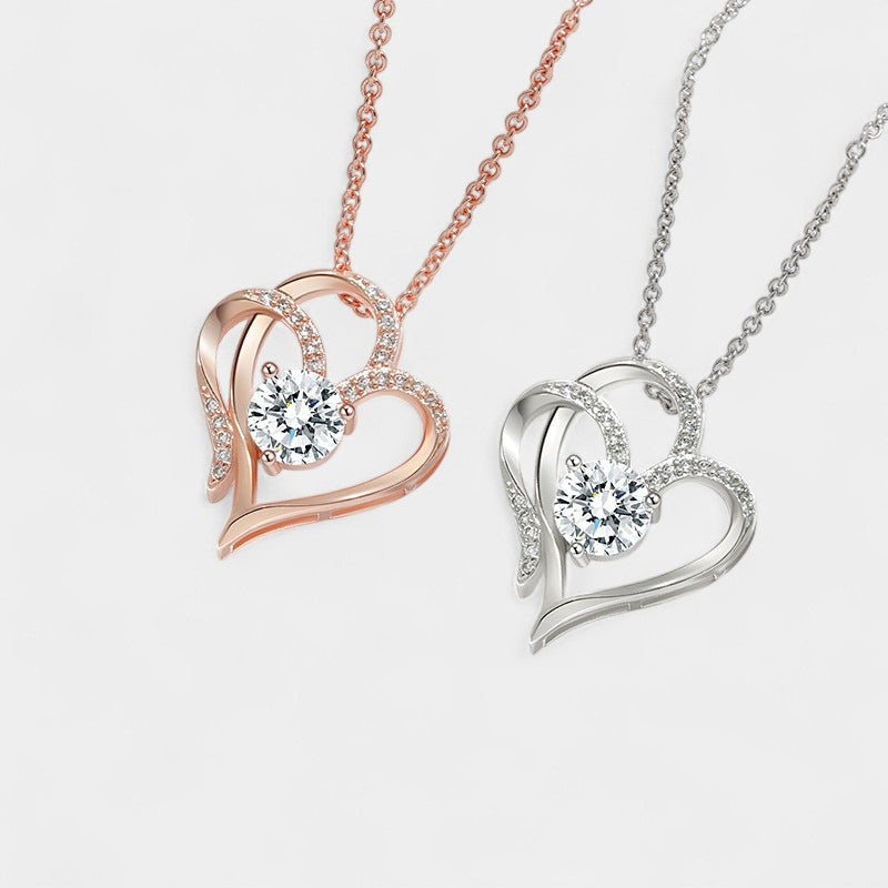 Virelle-Jewelry Necklace Chain-Virelle Ketting - Zircon Double Love Necklace met hartvormige hanger
