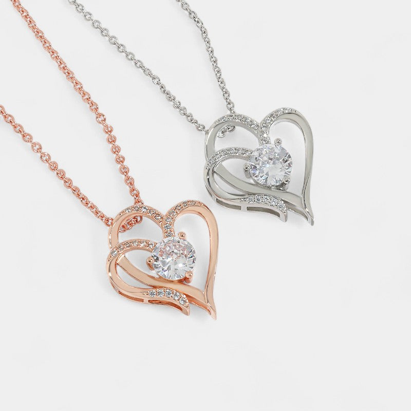 Virelle-Jewelry Necklace Chain-Virelle Ketting - Zircon Double Love Necklace met hartvormige hanger