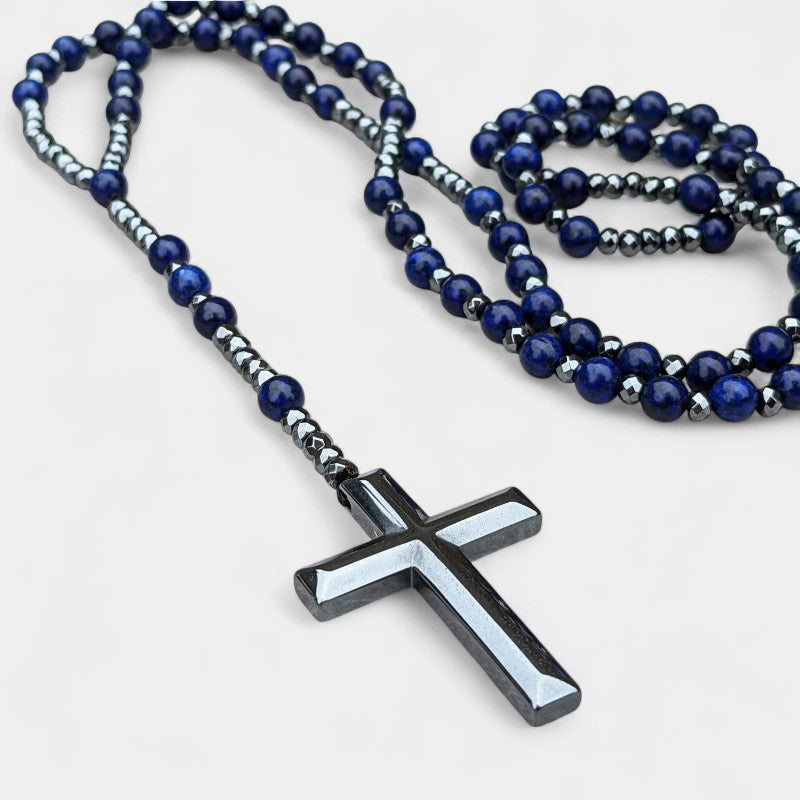 Virelle-Jewelry Necklace Cross-Virelle Ketting - Orion Lapis Lazuli kruis rozenkrans ketting