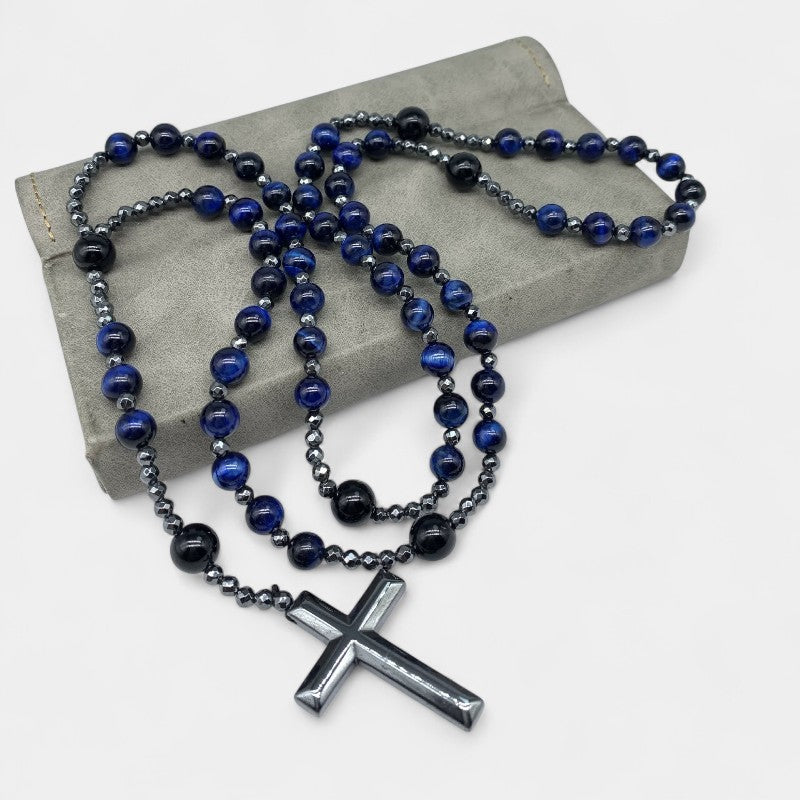 Virelle-Jewelry Necklace Cross-Virelle Ketting - Orion Lapis Lazuli kruis rozenkrans ketting