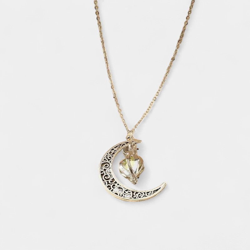 Virelle-Jewelry Necklace Moon-Virelle Ketting - Moon and orb pendant necklace met maansteen