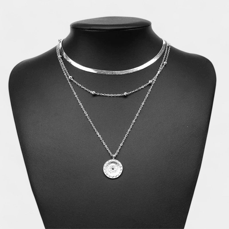 Virelle-Jewelry Necklace-Virelle Ketting - Gelaagde zilveren choker set voor vrouwen
