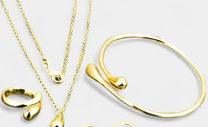 Virelle-Jewelry Set-Virelle Sieraadset - 4-delige set met waterdruppels S925-zilver