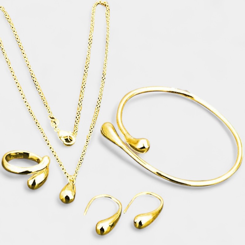 Virelle-Jewelry Set-Virelle Sieraadset - 4-delige set met waterdruppels S925-zilver