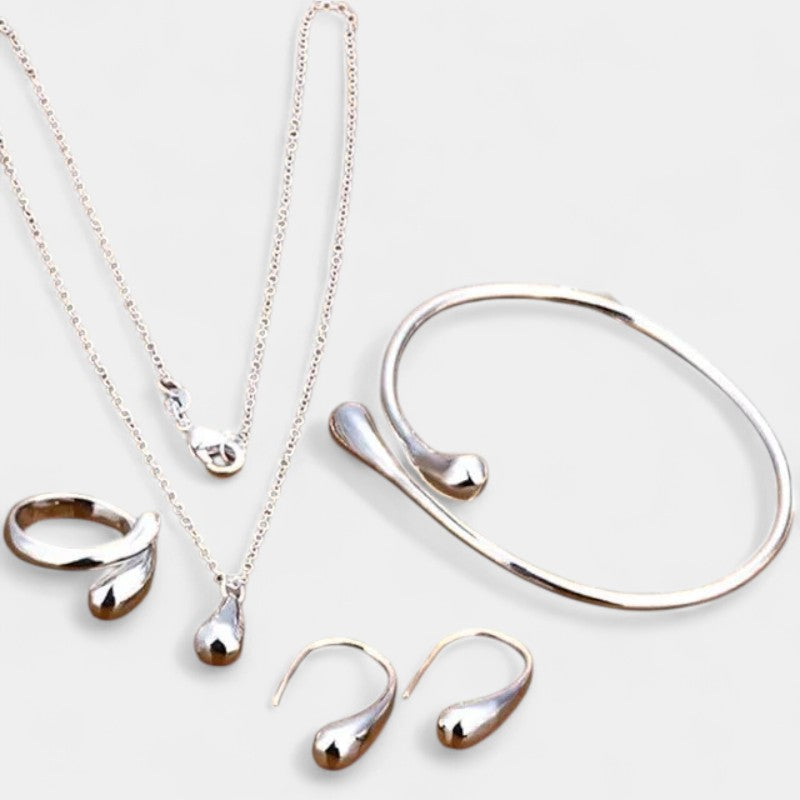 Virelle-Jewelry Set-Virelle Sieraadset - 4-delige set met waterdruppels S925-zilver