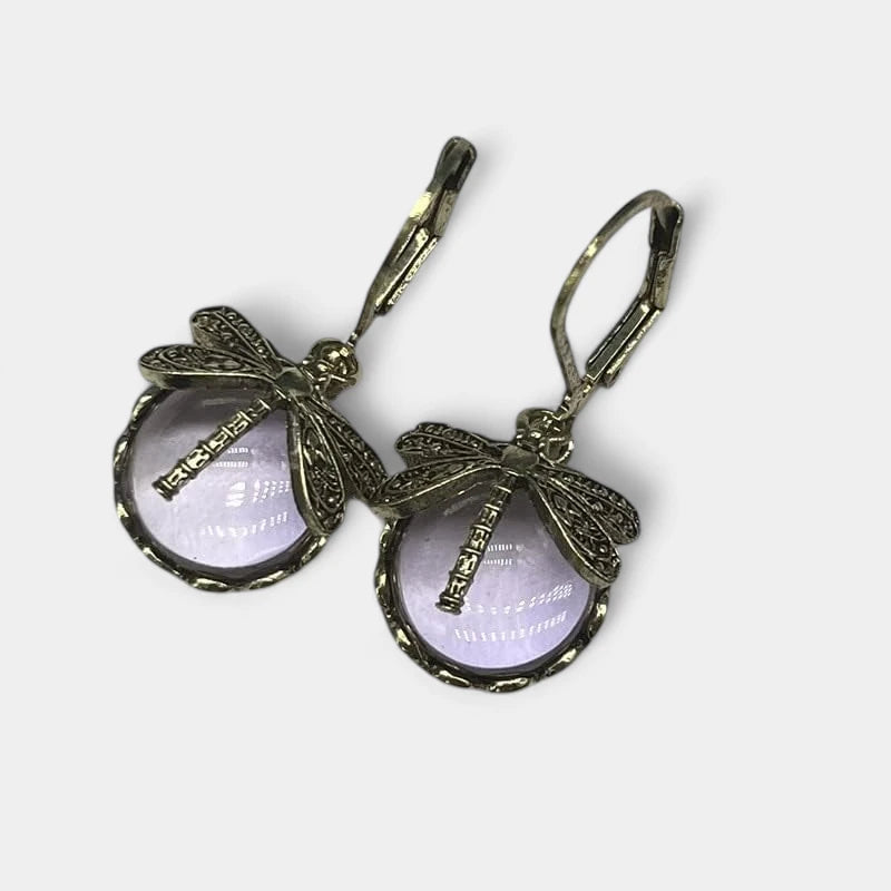 Virelle-Jewelry-Virelle | Dames Oorbellen – Vintage Druppelvorm, Libelle Detail, Moonstone Look