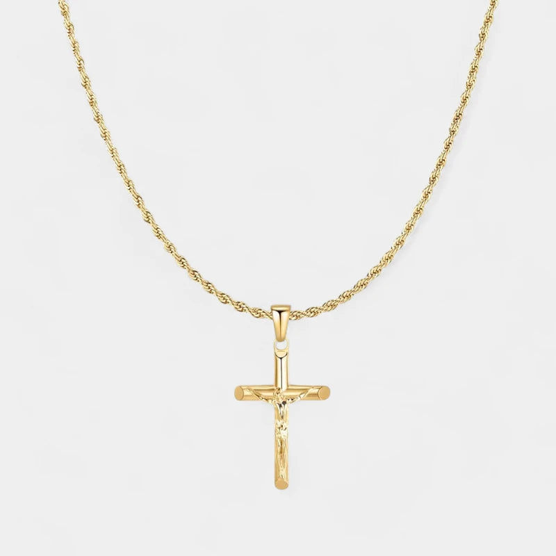 Virelle-Jewelry-Virelle | Heren Ketting – Zilverkleurige Ketting, Kruis Hanger, Gedetailleerd Design