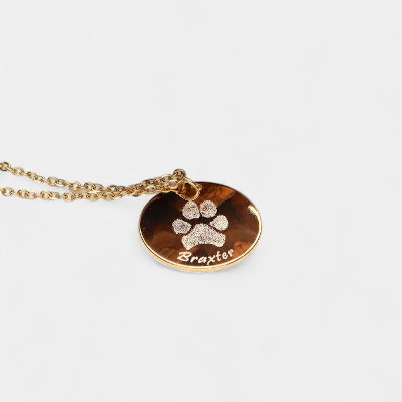 Virelle-Necklace-Virelle Custom plated paw print necklace - Persoonlijke hanger met naam