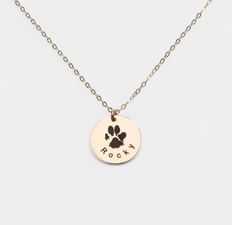 Virelle-Necklace-Virelle Custom plated paw print necklace - Persoonlijke hanger met naam
