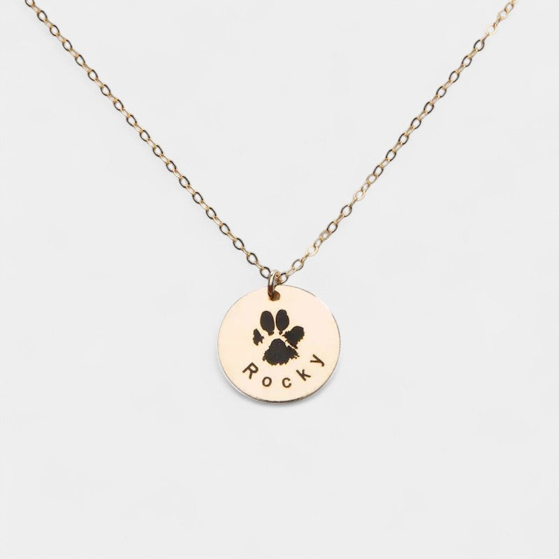 Virelle-Necklace-Virelle Custom plated paw print necklace - Persoonlijke hanger met naam
