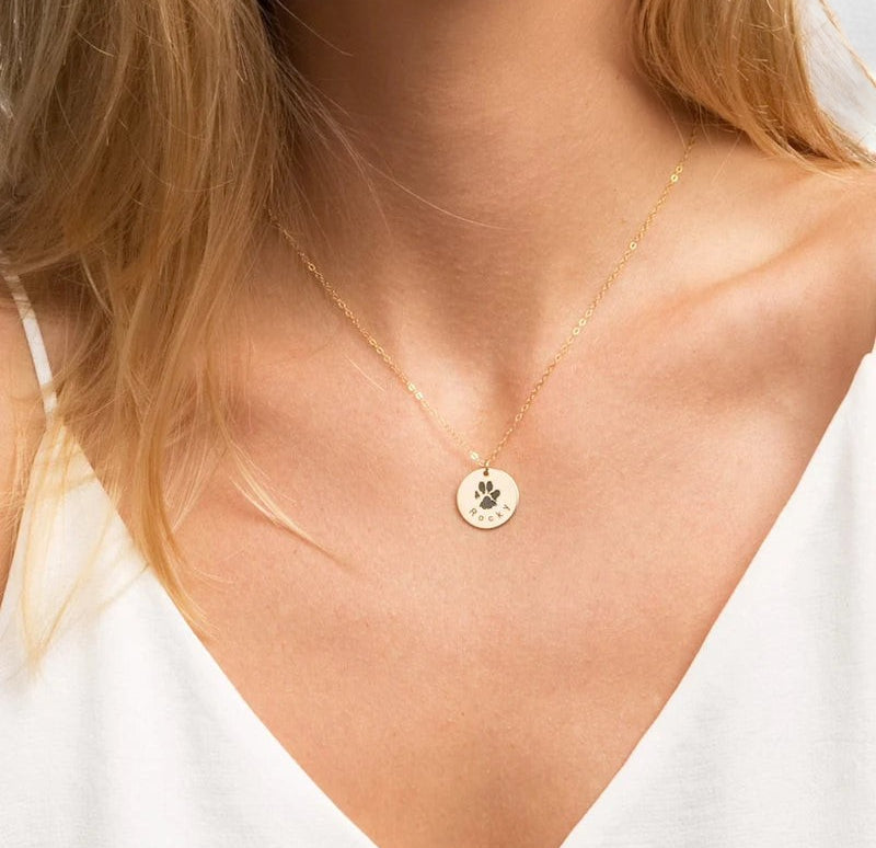 Virelle-Necklace-Virelle Custom plated paw print necklace - Persoonlijke hanger met naam