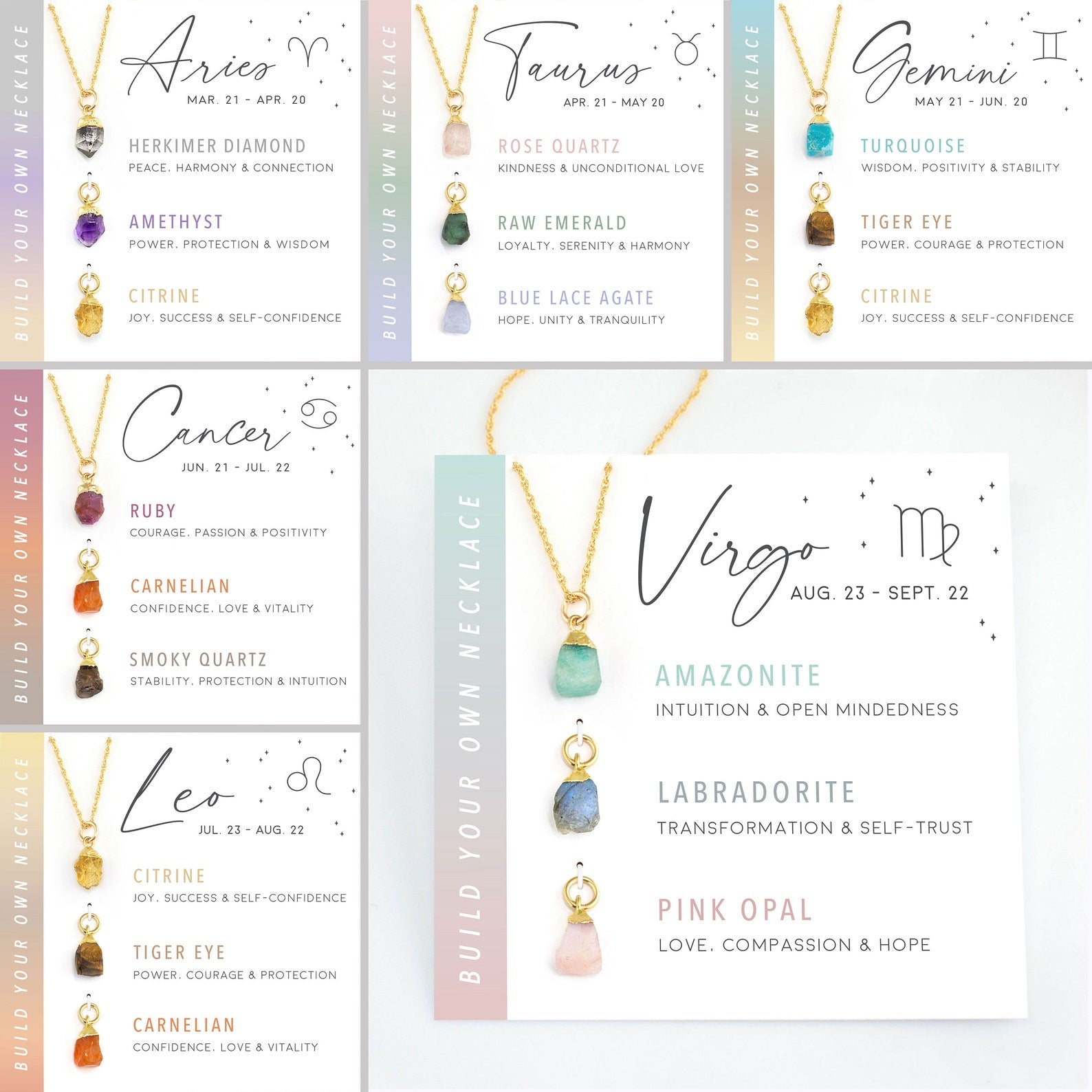 Virelle-Necklace-Virelle | Dames Halsketting – Geboortesteen Hanger, Zodiac Design