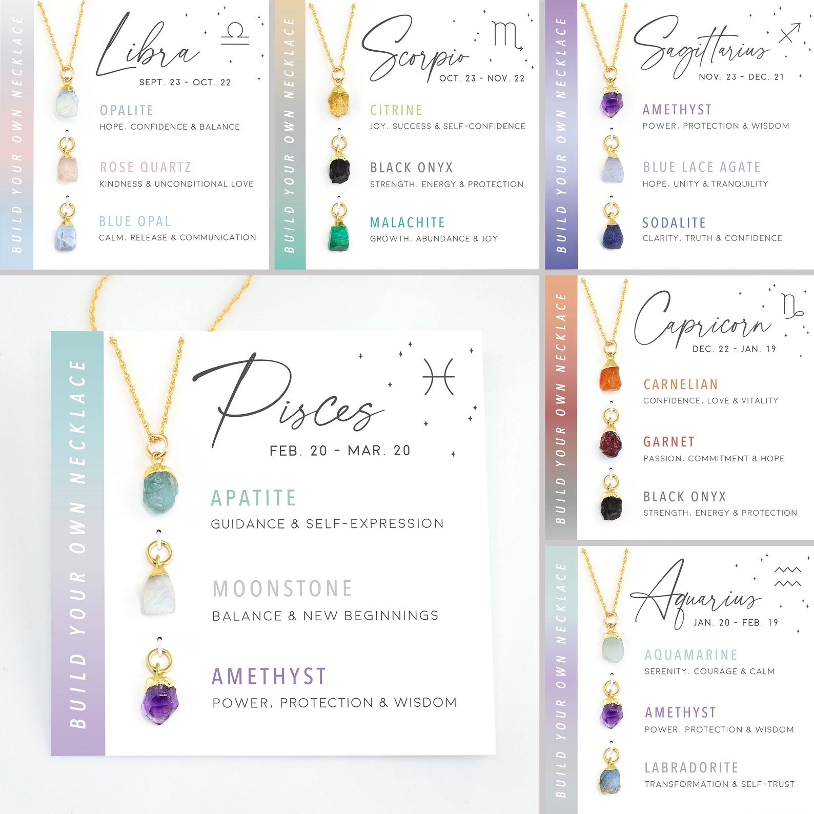 Virelle-Necklace-Virelle | Dames Halsketting – Geboortesteen Hanger, Zodiac Design