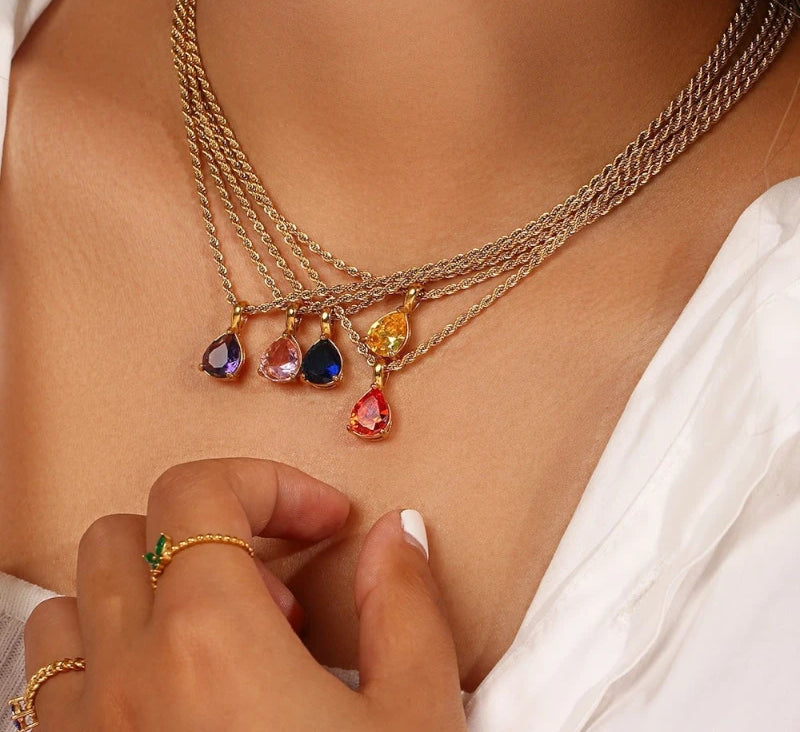 Virelle-Necklace-Virelle | Dames Ketting – Edelsteen Hanger, Geboortesteen Ontwerp, Fijne Verstelbare Ketting