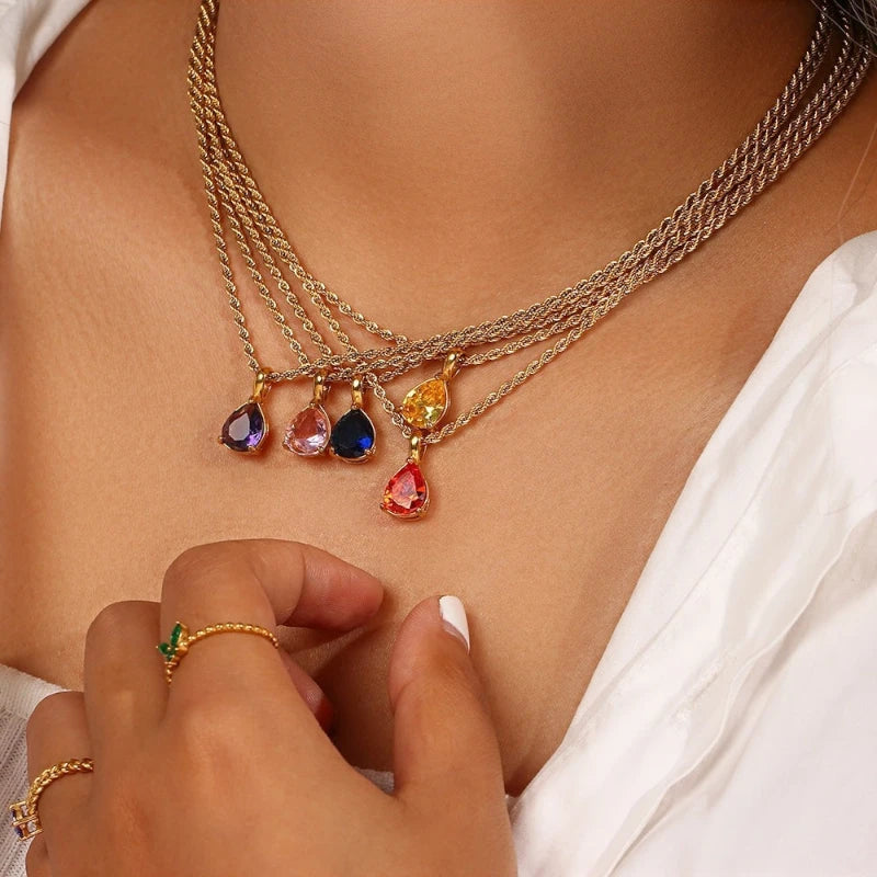 Virelle-Necklace-Virelle | Dames Ketting – Edelsteen Hanger, Geboortesteen Ontwerp, Fijne Verstelbare Ketting