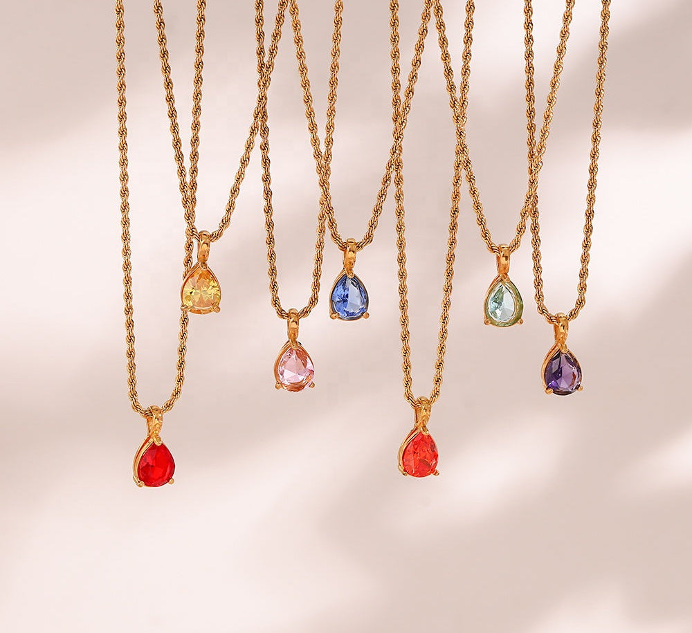 Virelle-Necklace-Virelle | Dames Ketting – Edelsteen Hanger, Geboortesteen Ontwerp, Fijne Verstelbare Ketting