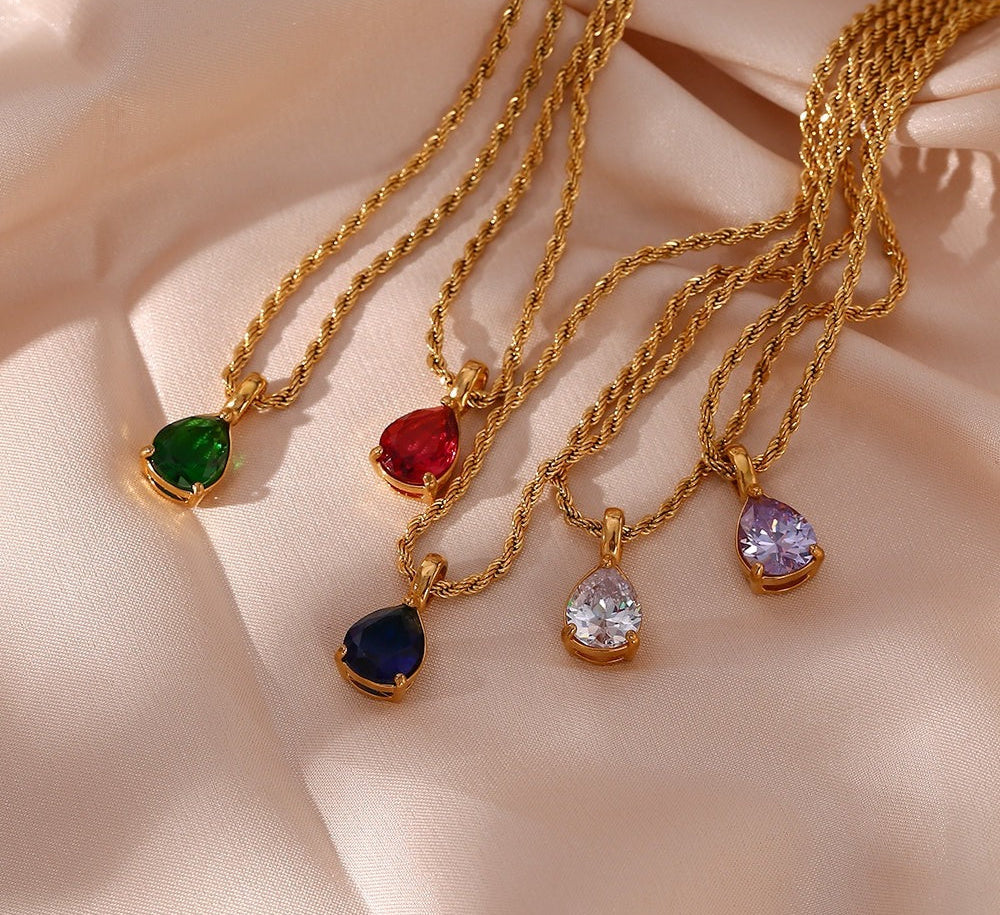 Virelle-Necklace-Virelle | Dames Ketting – Edelsteen Hanger, Geboortesteen Ontwerp, Fijne Verstelbare Ketting