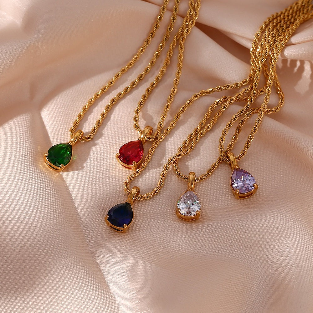 Virelle-Necklace-Virelle | Dames Ketting – Edelsteen Hanger, Geboortesteen Ontwerp, Fijne Verstelbare Ketting