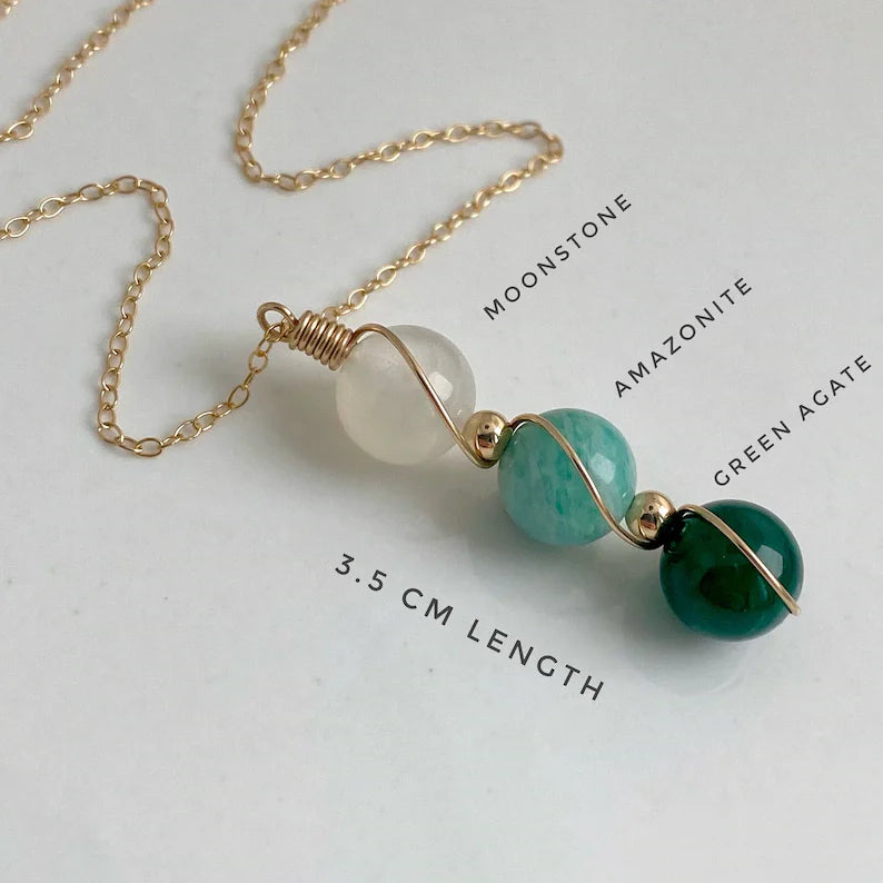 Virelle-Necklace-Virelle | Dames Ketting – Geboortesteen Siersteen, Bolvormige Hanger, Verstelbare Ketting