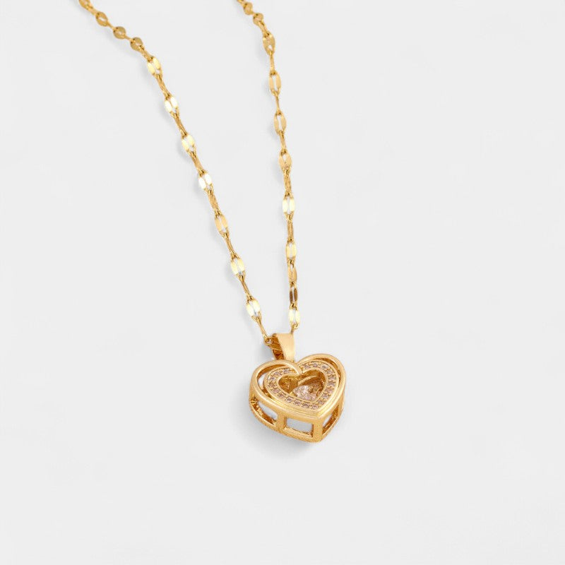 Virelle-Necklace-Virelle Dubbele Lagen Love Ketting - Met Strass en Titanium Staal voor Vrouwen