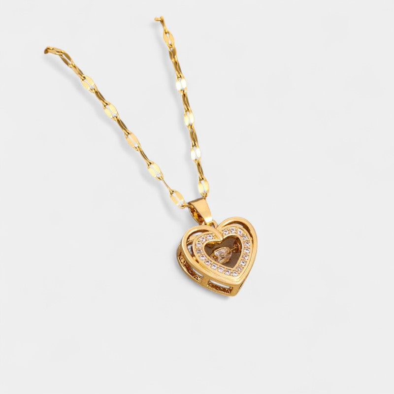 Virelle-Necklace-Virelle Dubbele Lagen Love Ketting - Met Strass en Titanium Staal voor Vrouwen