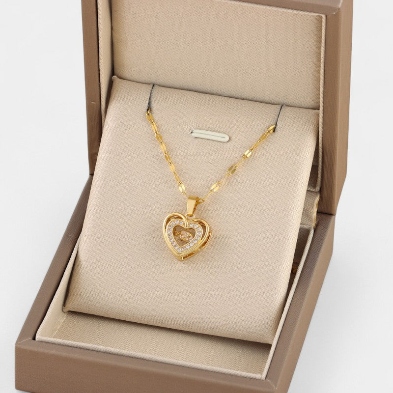 Virelle-Necklace-Virelle Dubbele Lagen Love Ketting - Met Strass en Titanium Staal voor Vrouwen