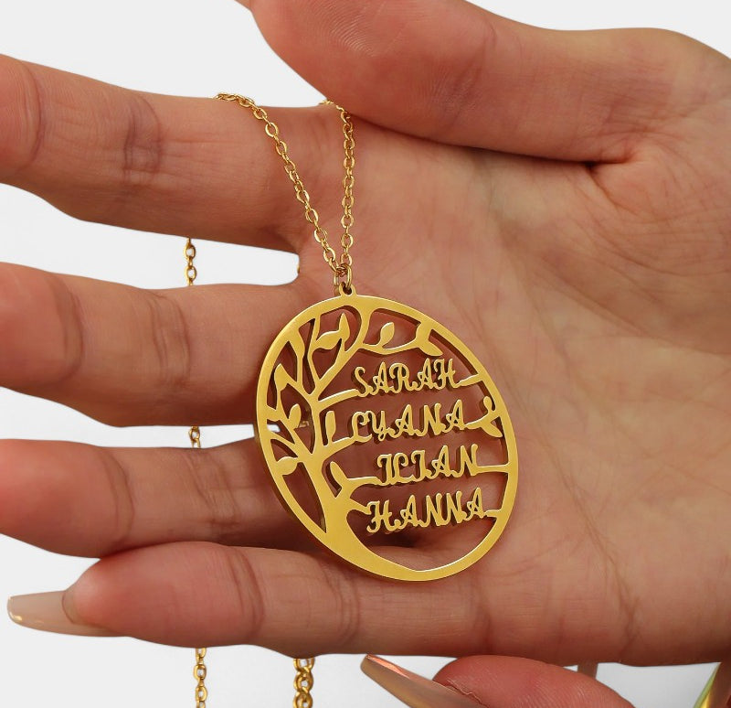 Virelle-Necklace-Virelle Hanger - Familie boom hanger met naam naar keuze